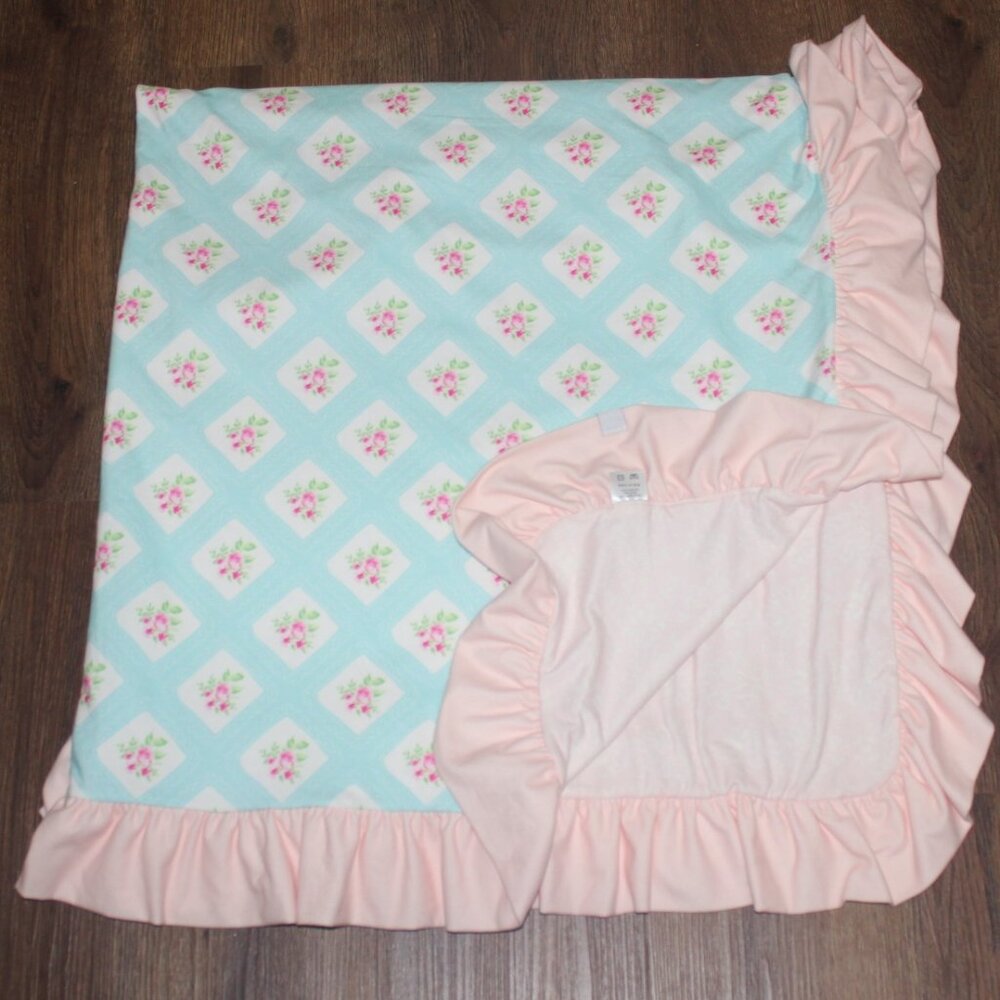 Girls SweetHoney Cookies Dreamer XL Blanket Pink Blue Floral Ruffle Edge Lounge - Picture 4 of 4